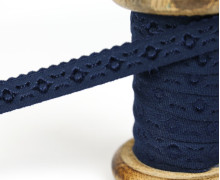 1m elastisches Schrägband  - Jacquard - 12mm - Stahlblau