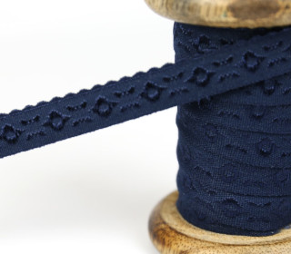 1m elastisches Schrägband  - Jacquard - 12mm - Stahlblau