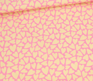 Outdoorstoff - Mini Collection - Herzen - Bubblegum Rosa/Buttergelb - abby and amy