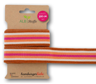 Streifenband - Stripe Me - College - 5 Stripes - Evermore - Warmweiß/Orange/Pink/Rostorange/Glitzer - Multi - Hamburger Liebe