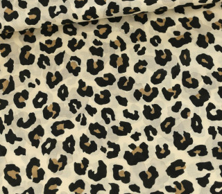 Baumwolle - Webware - Voile - Leopardenmuster - Creme