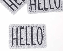 1 XXL GLITZERLABEL - Silber - HELLO