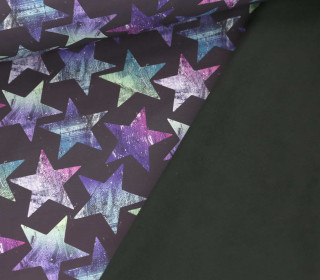 Softshell - Fleece - Gemusterte Sterne - Dunkellila/Schwarz