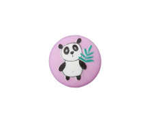 1 Polyesterknopf - Rund - 12mm - Öse - Kinder - Panda - Matt - Flieder