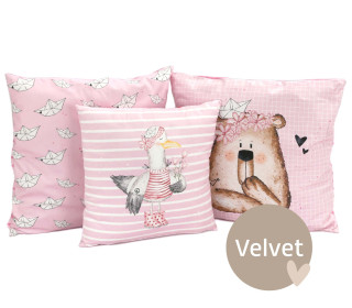 Kissenstoff - DIY - Kissen-Set - Küstenmädels - Rosa - Velvet - Treeebird - abby and amy