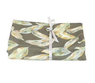 2m Zuschnitt - Canvas - Feste Baumwolle - Watercolor Leaves - Olivgrün