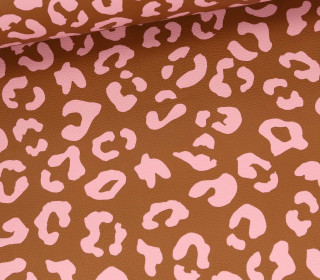 Kunstleder - Fashionstoff - Happy Collection - Leo - Cherry Picking - Camelbraun/Rosa