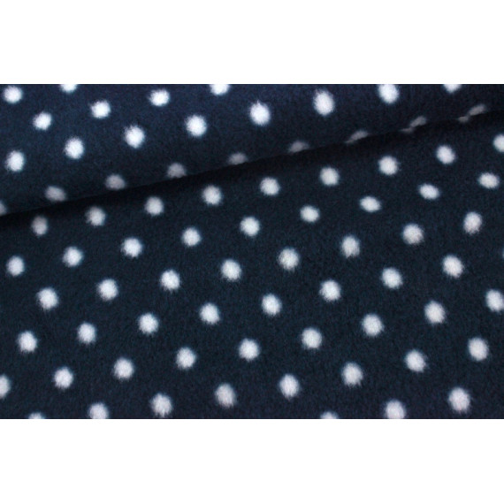 Fleece mit Punkten Dunkelblau Weiße Punkte