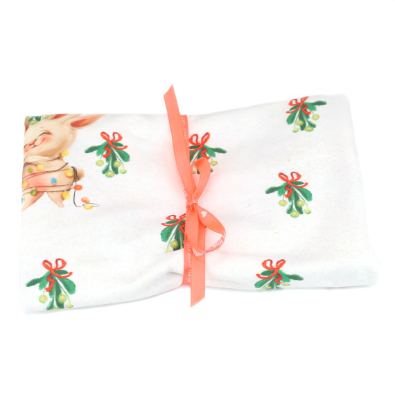 0,5m Zuschnitt -  Sommersweat - Weihnachtstraum - Hasen - Paneel - Beigegrau Meliert - Bio Qualität - abby and me