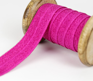 1m Faltgummi - elastisch - Glitzer - Faltband - 20mm - Fuchsia