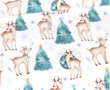 Jersey - Christmas Deer - Weihnachten - Kombistoff - Bio-Qualität - Weiß - abby and me