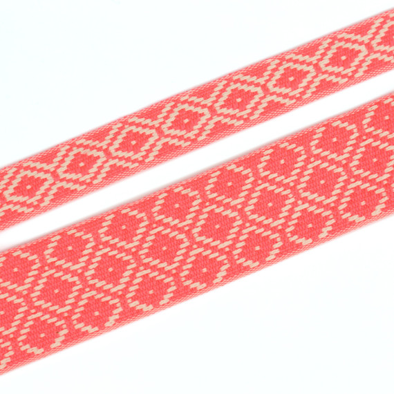 1 Meter Weiches Gurtband  - 20mm - Rauten - Neonorange