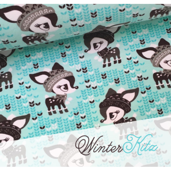 Sweat - Bio Qualität - WinterKitz 2015 - Aqua - Nikiko  (Mengeneinheit: 0,5m).