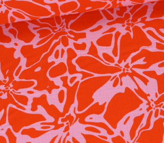 Musselin - Muslin - Double Gauze - Abstraktes Muster - Schnuffeltuch - Windeltuch - Rosa/Orange