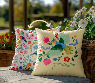 Genähtes Kissen inkl. Frühlingsgruß - Vogel - Gelb - Mein Hanseherz