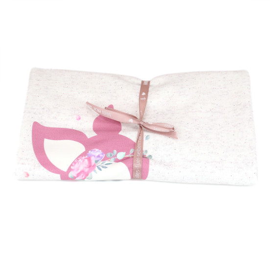 0,55m Zuschnitt -  Sommersweat - Vintage BlumenKitz - Paneel -  Offwhite Meliert - Bio Qualität - NIKIKO