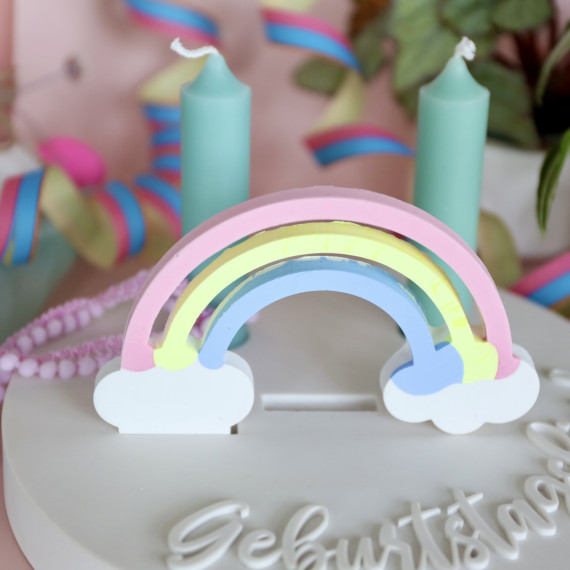 Silikon - Gießform - Regenbogen - Geburtstagsteller Stecker - für Steckleisten - vielfältig nutzbar