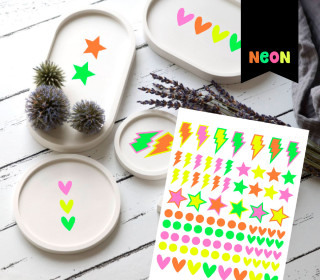 Neon Rub-On Sticker - Blitze - Tante Henni Rubon - vielfältig nutzbar