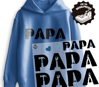 Onkel Bo's Bügelbilder - DIN A4 - Papa Schriftzug - Werkzeuge - Schwarz