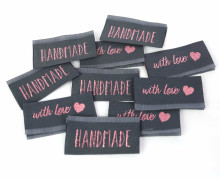 1 Label - HANDMADE - With Love - Rosa Glitzer - Anthrazit