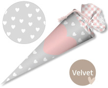 DIY-Nähset Schultüte - GESCHWISTERTÜTE - Herzen - Grau - Velvet - abby and amy