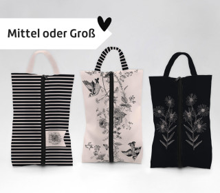 DIY-Nähset - 3 Schuhbeutel - Vintage Birds - GRÖSSENAUSWAHL - Outdoorstoff - abby and amy
