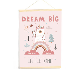 DIY-Stoffposter - Baby - Dream Big Little One - Rosa