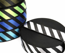 1m Gurtband - Deco - Streifen - Glanz - 40mm - Schwarz/Silber