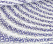 Baumwolle - Webware - Lochstickerei - Blüten - Streifen - Weiß/Jeansblau