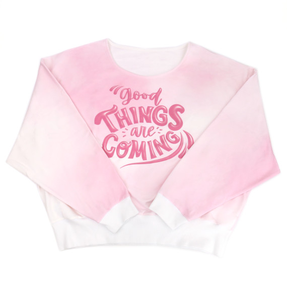 Sommersweat - Good Things Are Coming - Batik - Rosa - Pink - Paneel - Weiß - Bio Qualität - abby and me