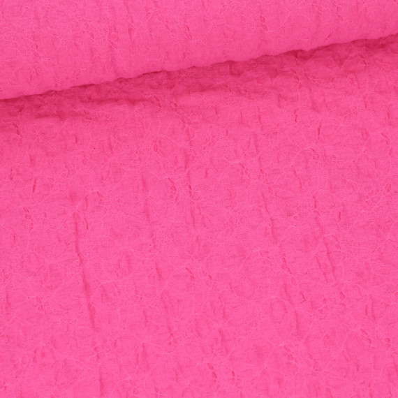 Baumwoll Cloque - Kreppgewebe - Elastisch - Uni - Fuchsia