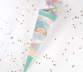 DIY-Nähset Schultüte - Konfigurator - Regenbögen - Velvet - personalisiert