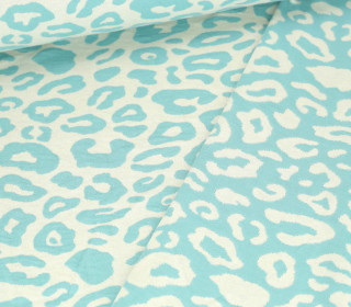 Bio-Jacquard - 2 Farb Spezial Jacquard Jersey - Safari Doubleface - Western Fairy Tales - Hamburger Liebe - Warmweiß/Pastelltürkis