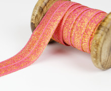1m Faltgummi - elastisch - Glitzer - Faltband - 20mm - Pink Gold