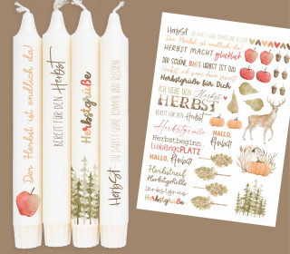 DIN A4 - Kerzen-Tattoofolie - Bereit für den Herbst - für Kerzen / Keramik
