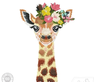 Giraffe mit Blumen, Boho Stil, Zauberhafte Stickdatei von Stickzebra