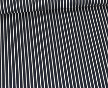 Baumwolle - Webware - Popelin - Bedruckt - Schmale Streifen - Stahlblau