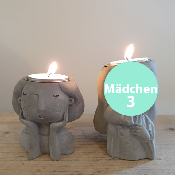 Silikon - Gießform - Pflanztopf - Kerzenhalter - für Teelichter - Mädchen & Junge - Mädchen 3 - vielfältig nutzbar
