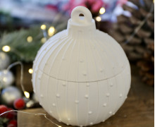 Silikon - Gießform - Besondere Christbaumkugel - Streifen und Punkte - Dose - mit Deckel - Kerzengefäß - 7oz - mit Manschette - offizieller Partner von Boowan Nicole - vielfältig nutzbar