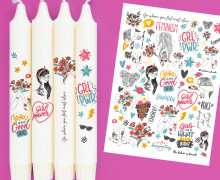 DIN A4 -Tattoofolie - Girl Power - für Kerzen / Keramik