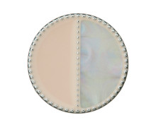 1 Metall-Polyesterknopf - Rund - Geteilt - 23mm -  Öse - Puder/Perlmutt