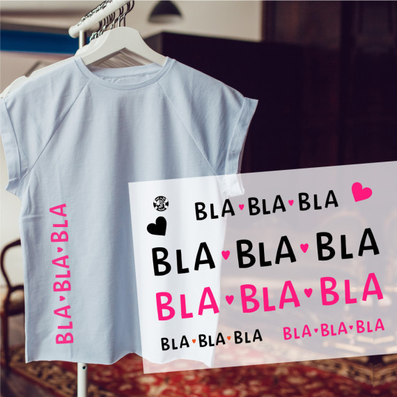 Onkel Bo's Bügelbilder - DIN A4 - Bla Bla Bla - Mix - Schwarz/Pink