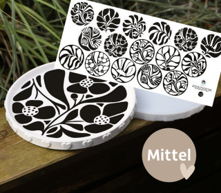 Outdoorstoff - Schwarz/Weiß Botanik - Inlays für Silikon - Dekoteller - Tablett - Mittel - Sanne Paul - abby and amy