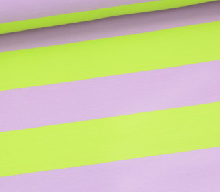 Sommersweat - French Terry - Bicolored Stripes - Flieder/Gelbgrün