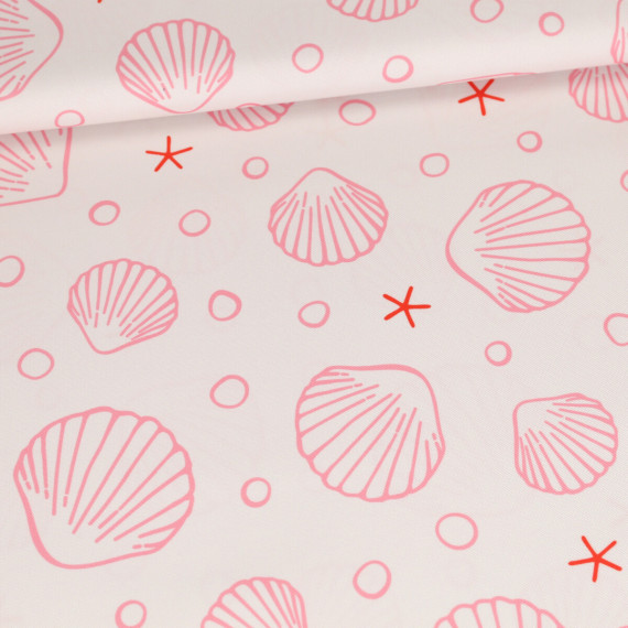 Outdoorstoff - Summer At The Beach - kleine Muscheln - Lichtgrau - Kathi Bondzio - abby and amy