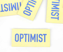 1 KUNSTLEDER LABEL - Bedruckt - Pastellgelb - OPTIMIST - Anlukaa