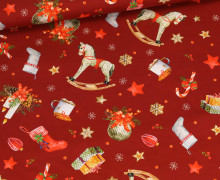 Baumwolle - Webware - Weihnachten - WeihnachtsMix - Dunkelrot