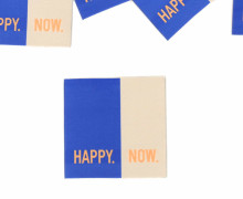 1 XXL Label - HAPPY. NOW. - Blau/Beige