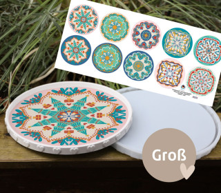 Outdoorstoff - Christmas Mandala - Inlays für Silikon - Dekoteller - Tablett - Groß - bienvenido colorido - abby and amy
