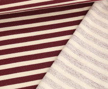 Seemannssweat - Leicht Angeraut - Yarn Dyed Stripes - Meliert - Warmweiß/Bordeaux